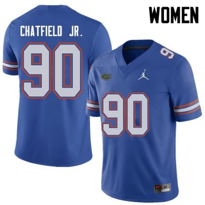 Women's Florida Gators #90 Andrew Chatfield Jr. NCAA Jordan Brand Royal Authentic Stitched College Football Jersey NIH5862ON